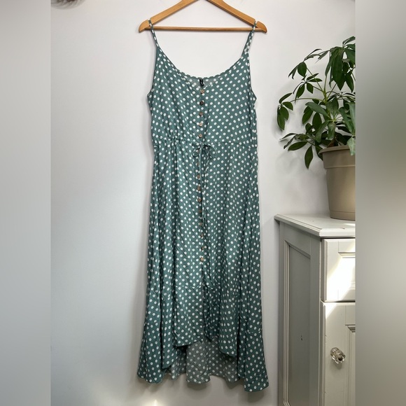 Green Polka Dot Button-Down Dress - Picture 1 of 7